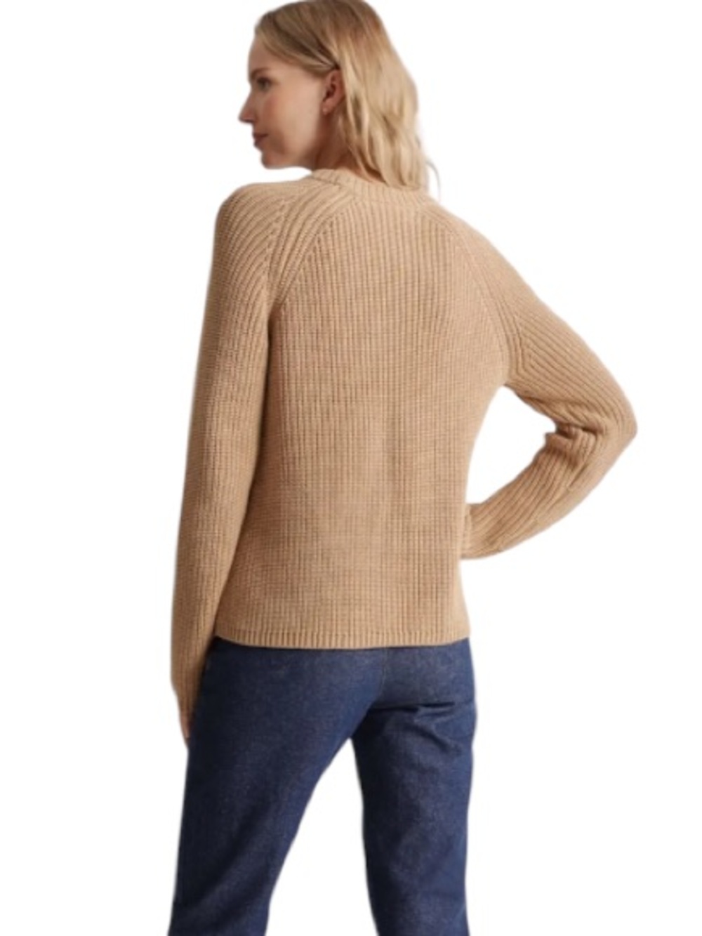 Quince 100% Organic Cotton Fisherman Crew sweater camel size Medium - Picture 3 of 9